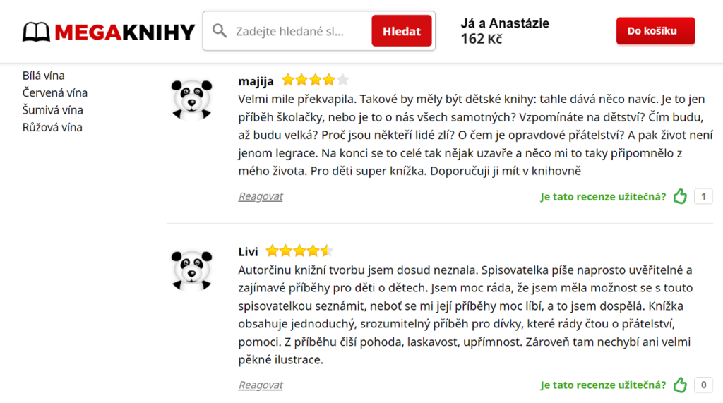 Recenze Já a Anastázie na megaknihy